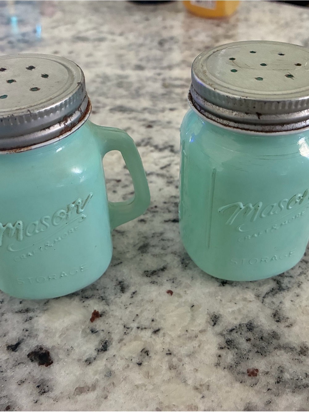 Mason Turquoise Ceramic Mason-Style Salt and Pepper Shakers - Pair